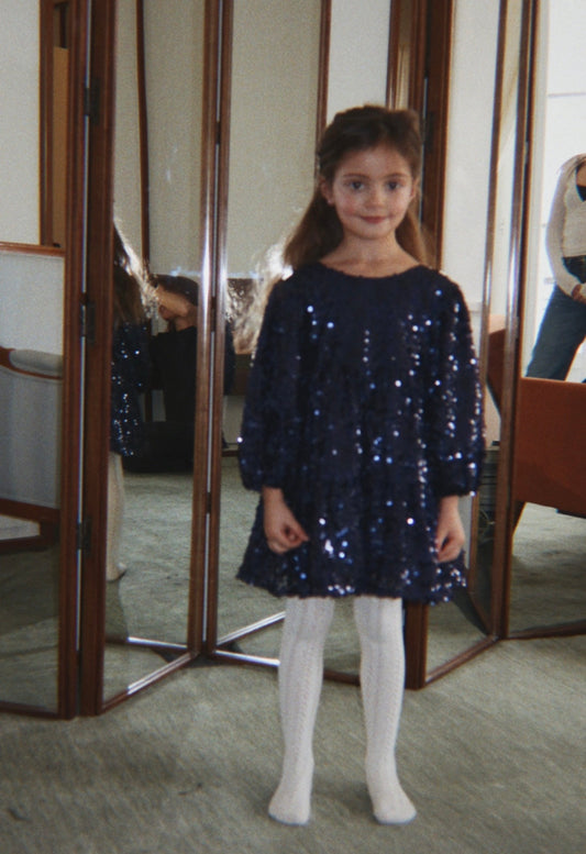 LILA SEQUIN BOW DRESS