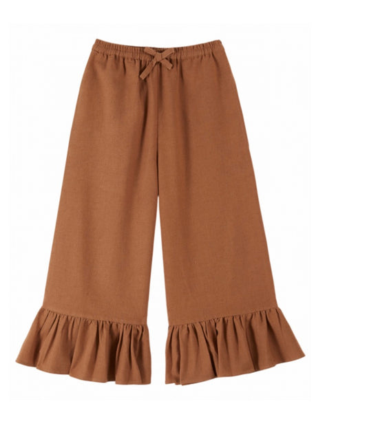 PANTALON VOLANT COTTON LIN