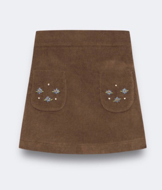 KHAKI CORDUROY MINI SKIRT