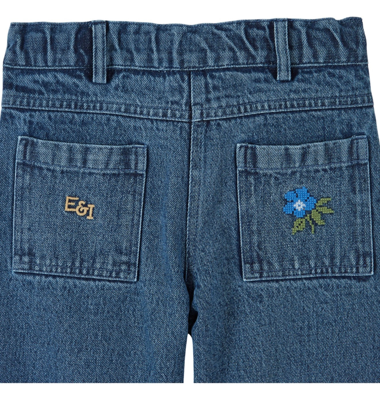 DENIM EMBROIDERED TROUSERS