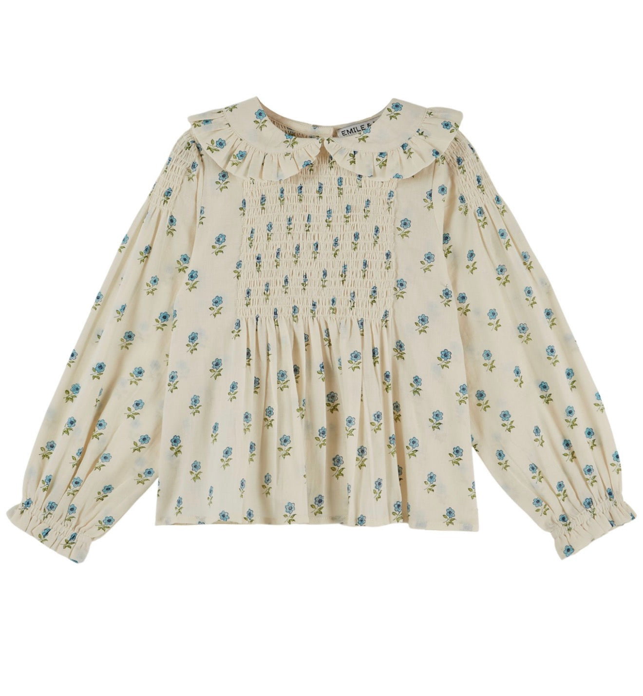 BLOCK PRINT SMOCKED BLOUSE