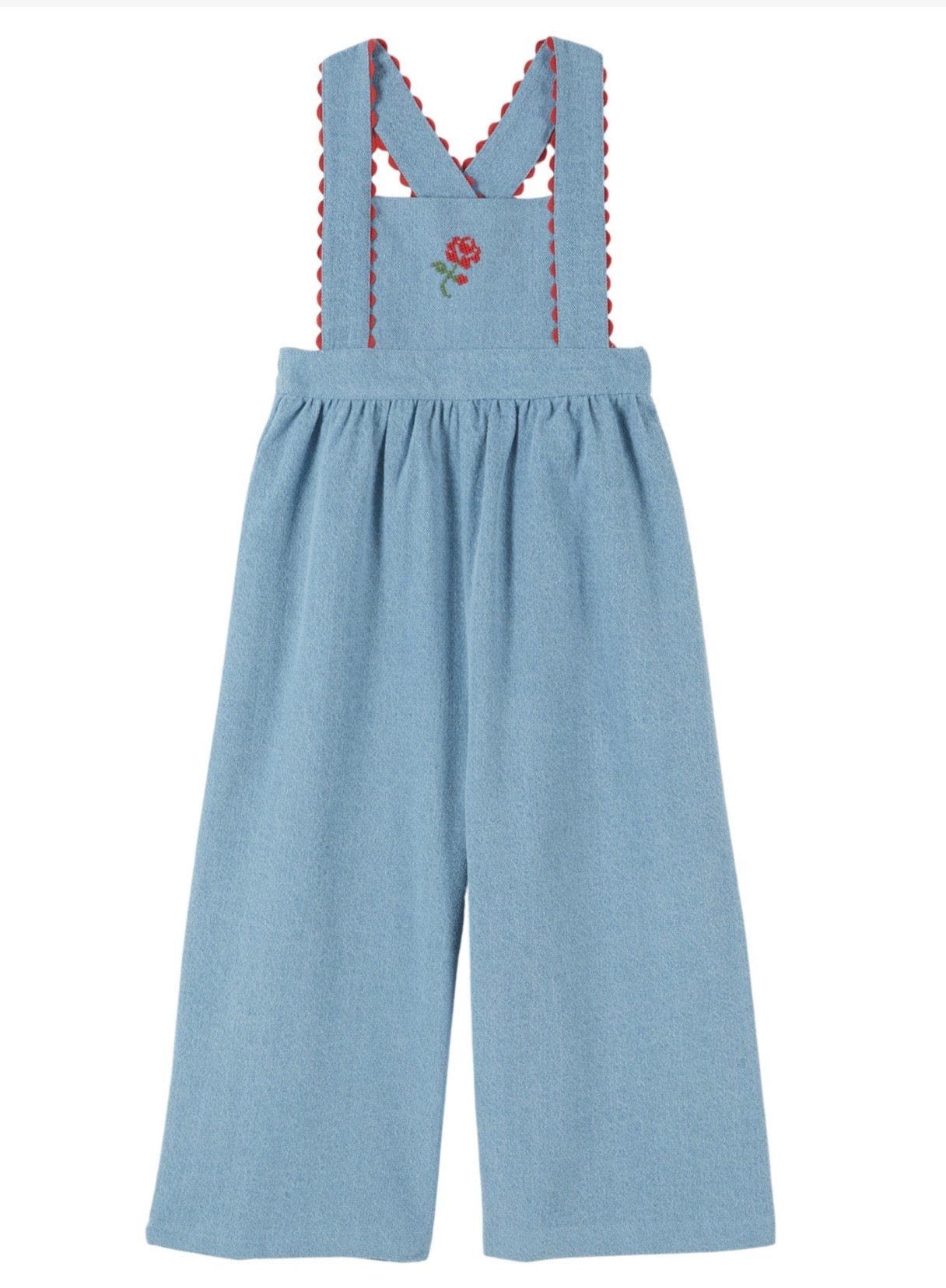 EMBROIDERED DENIM OVERALL