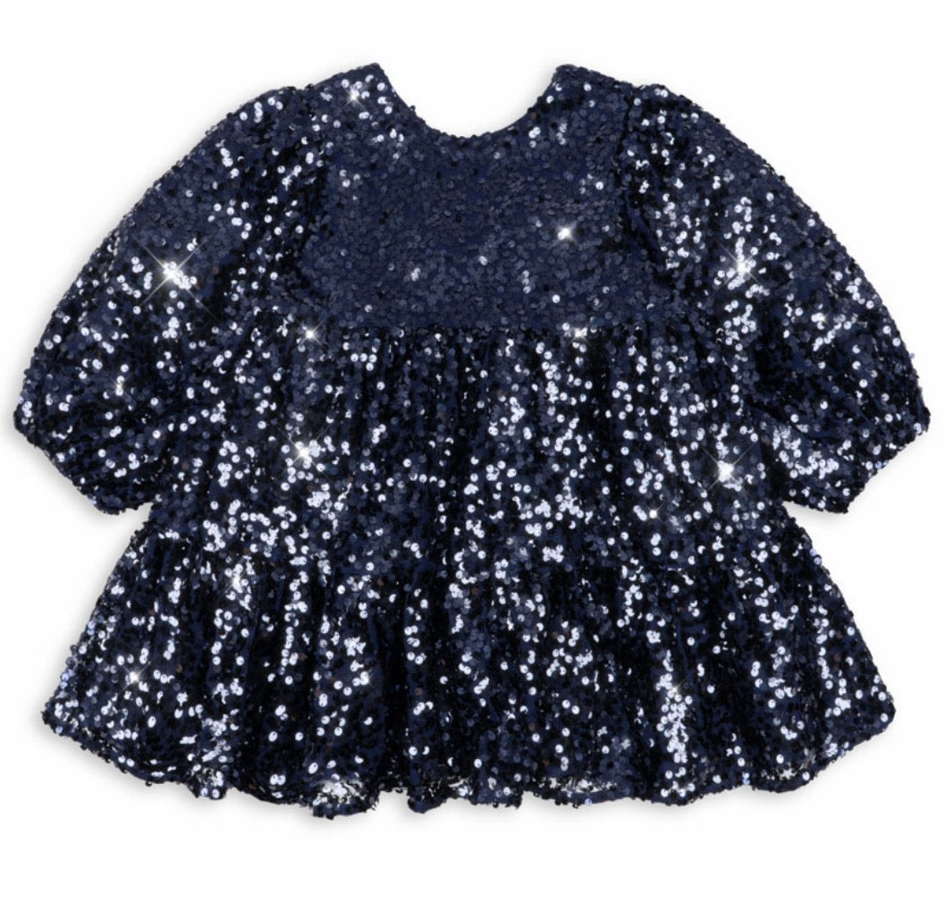 LILA SEQUIN BOW DRESS