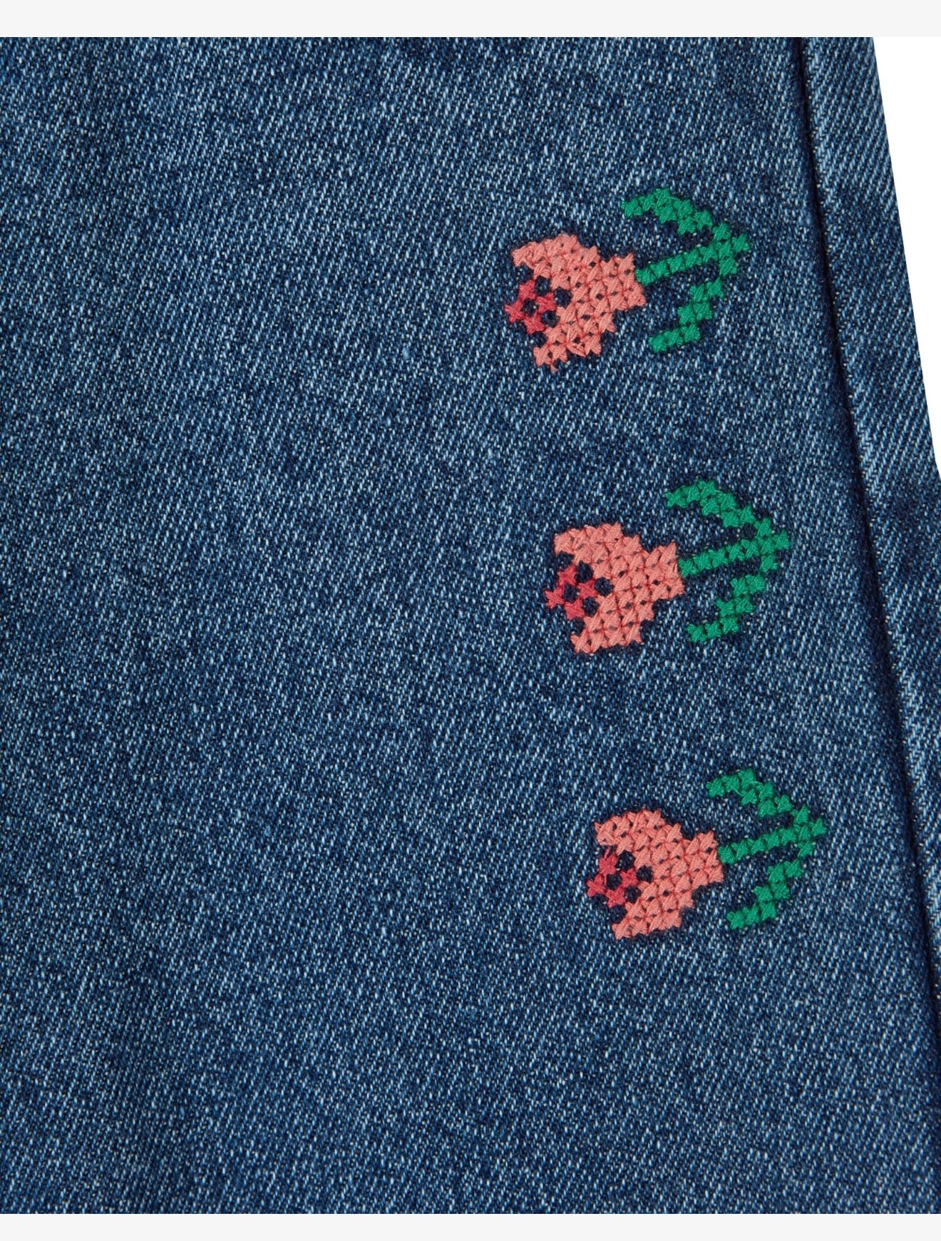 DENIM EMBROIDERED TROUSERS
