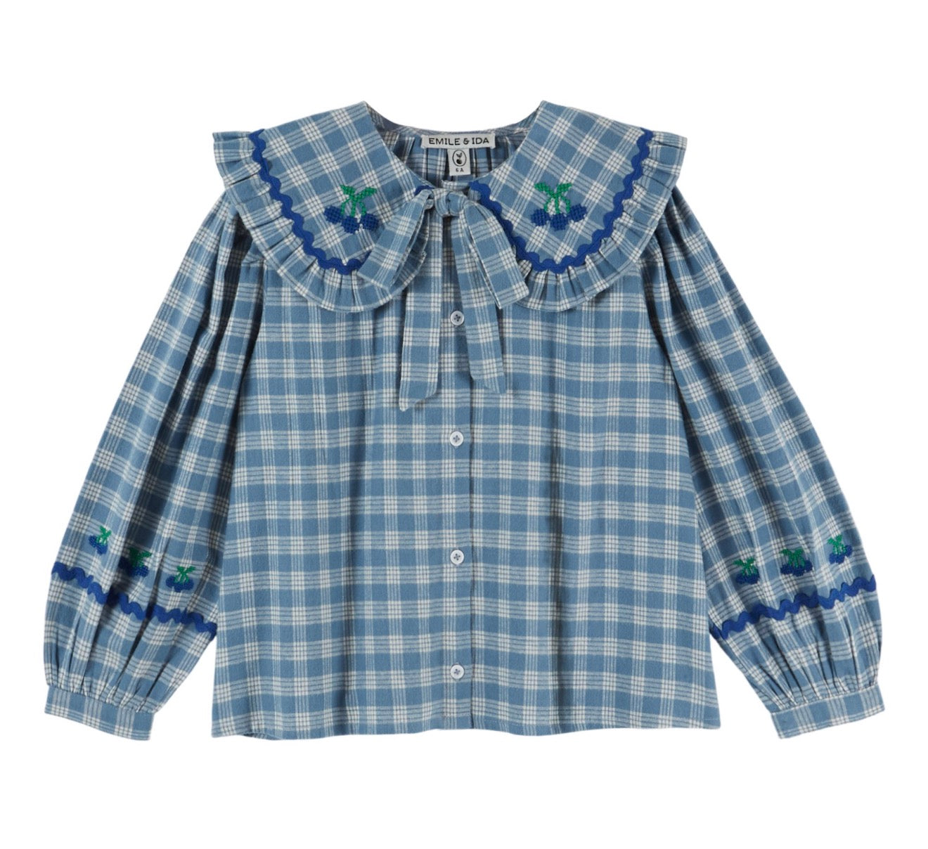 CHECKED LARGE COLLAR BLOUSE