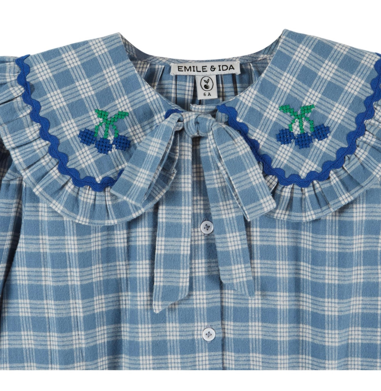 CHECKED LARGE COLLAR BLOUSE