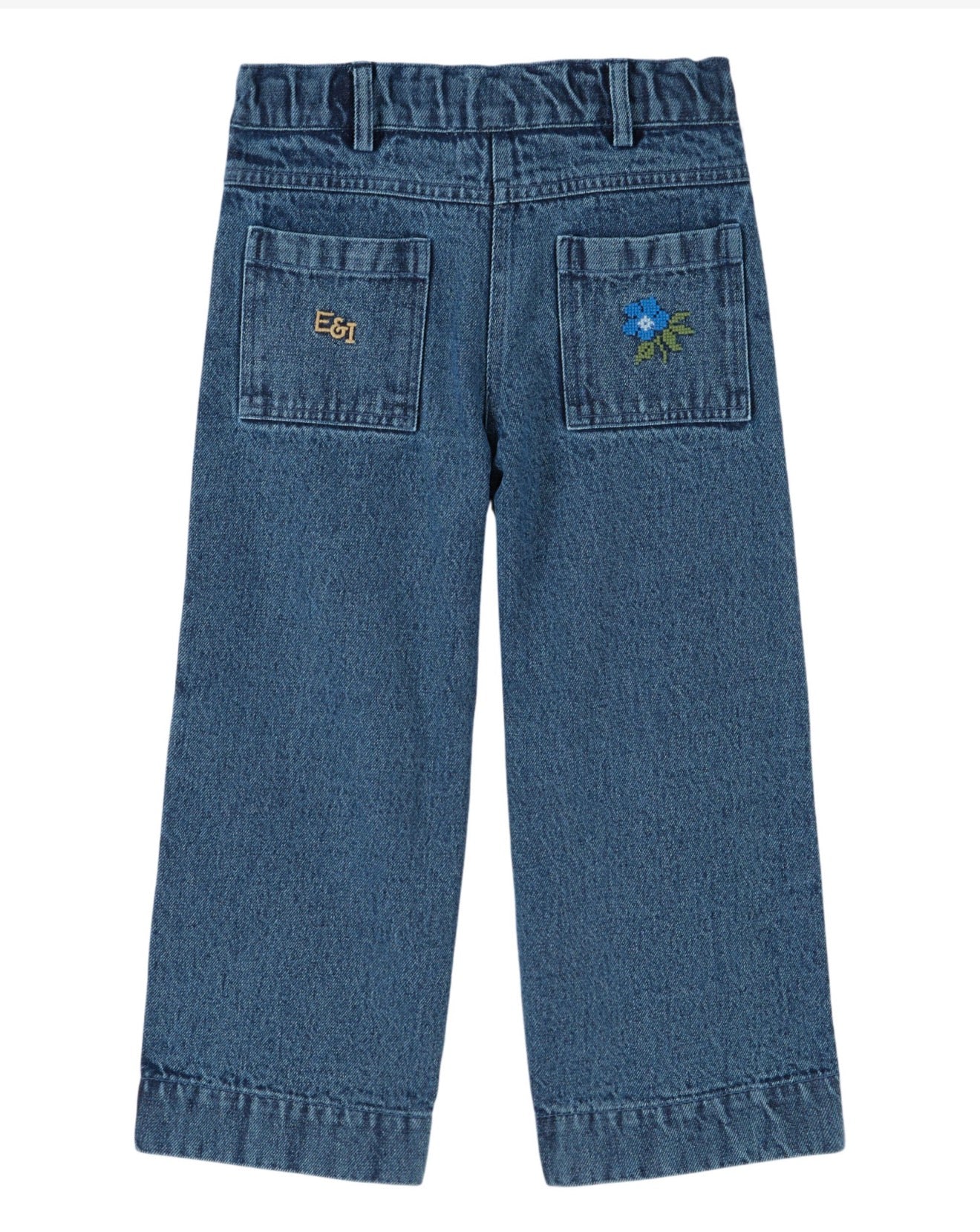 DENIM EMBROIDERED TROUSERS