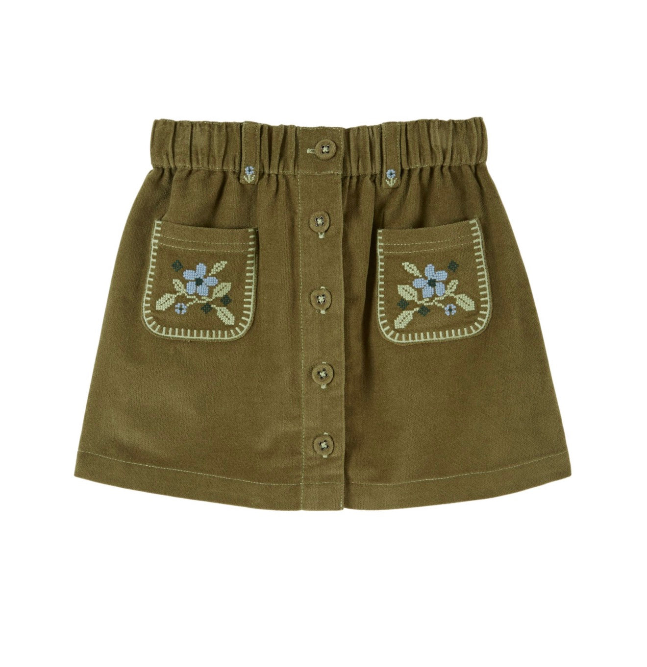EMBROIDERED FLOWERS POCKET SKIRT