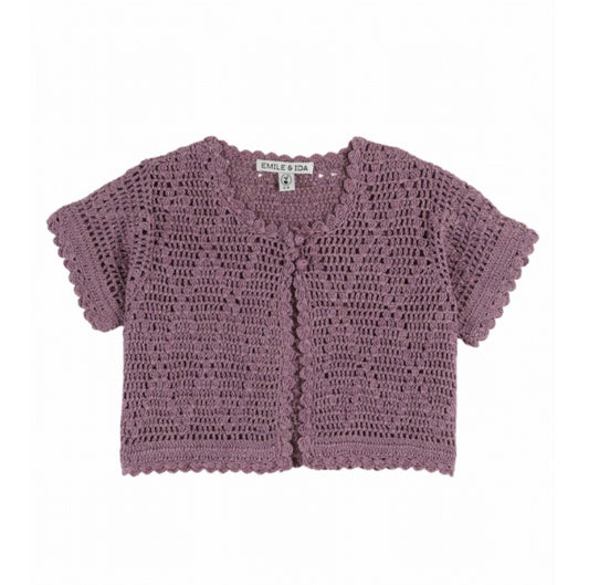 CARDIGAN CROCHET TOURNESOL/WISTERIA