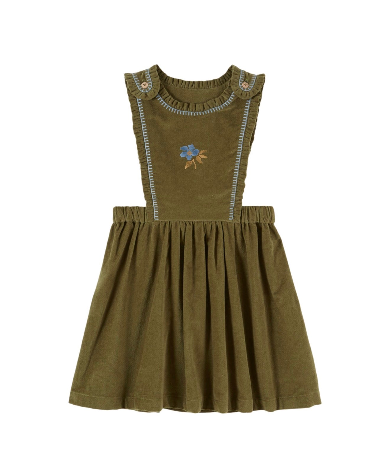 VELVET EMBROIDERED APRON DRESS