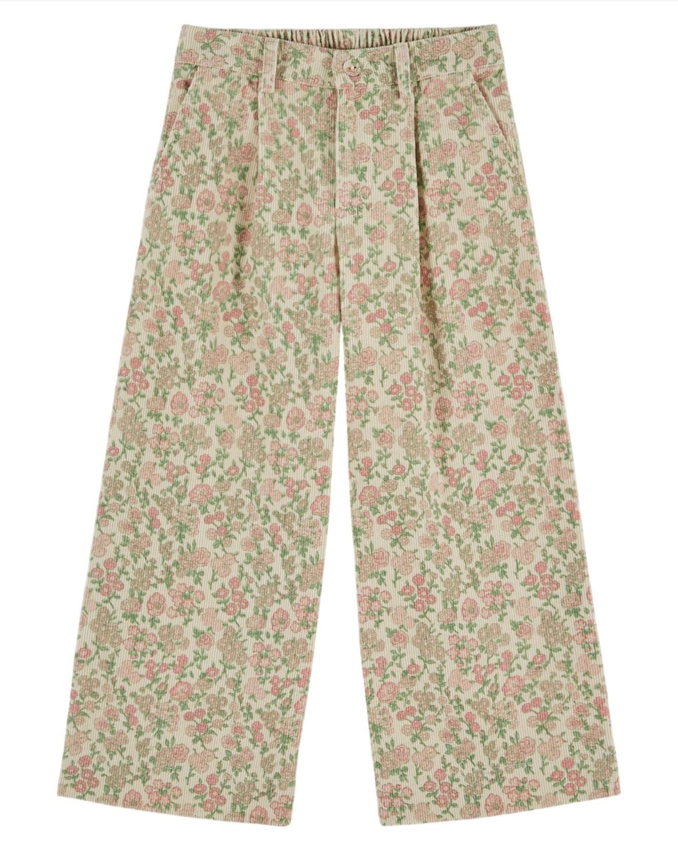 WIDE PRINTED NEEDLECORD TROUSE