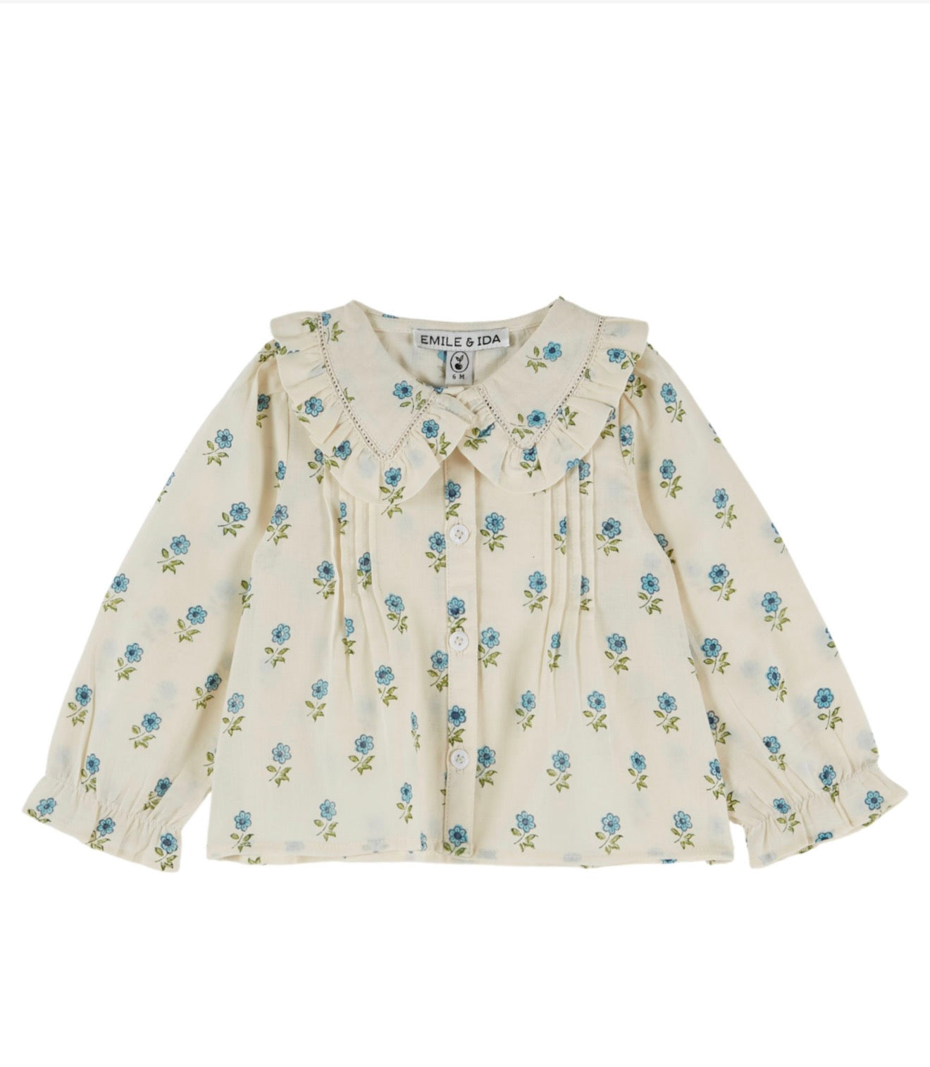 BLOCK PRINT LARGE COLLAR BLOUS