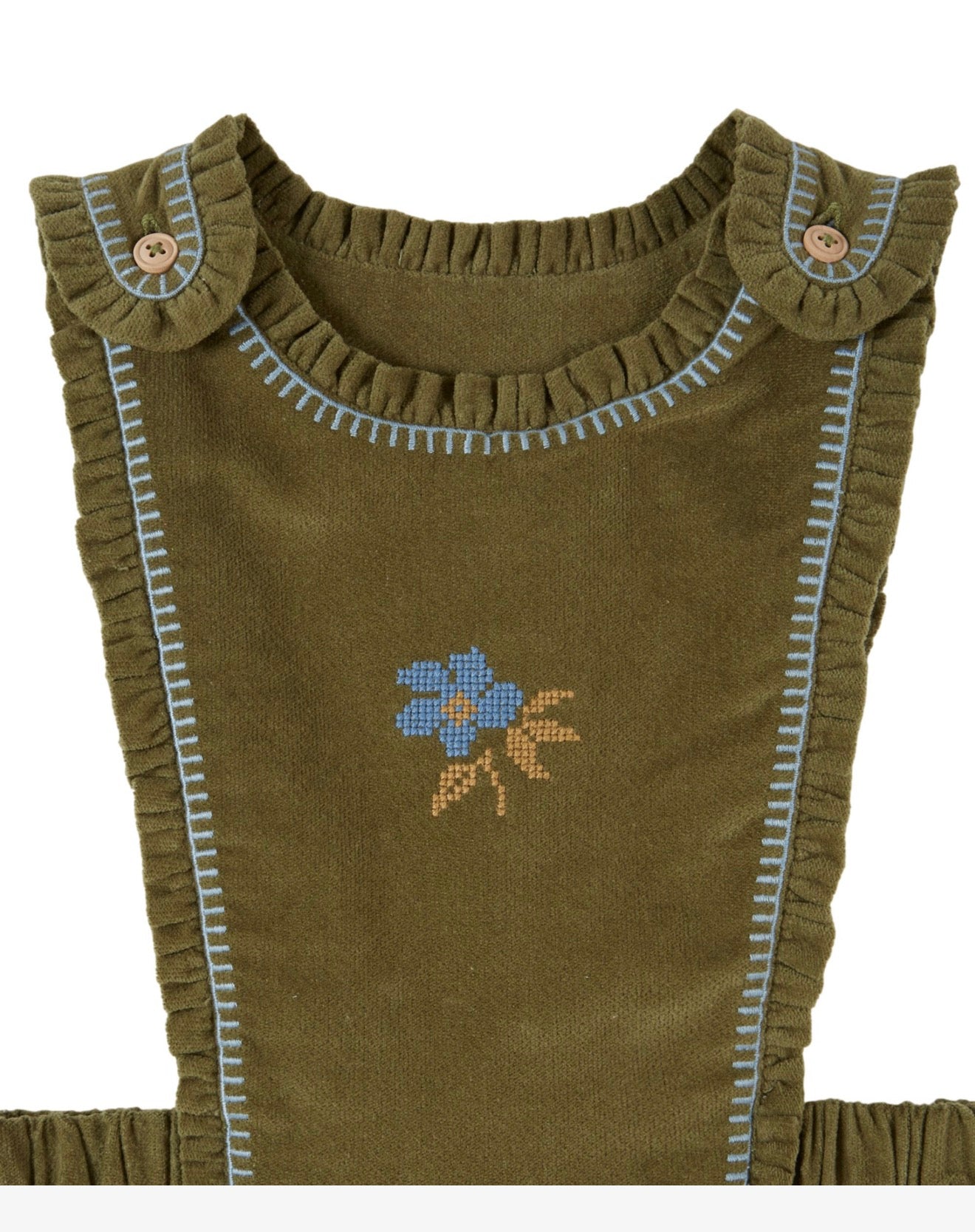 VELVET EMBROIDERED APRON DRESS