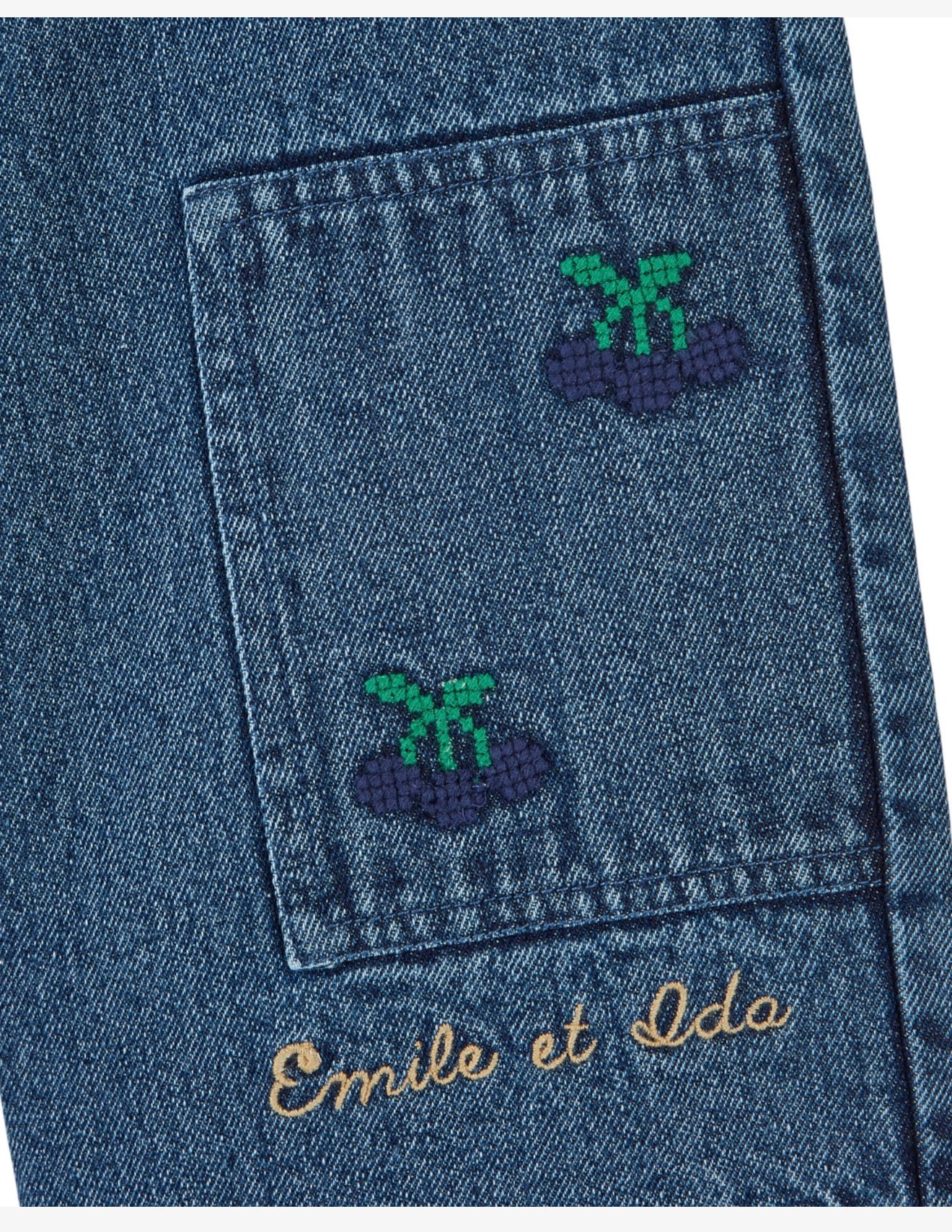 DENIM EMBROIDERED TROUSERS