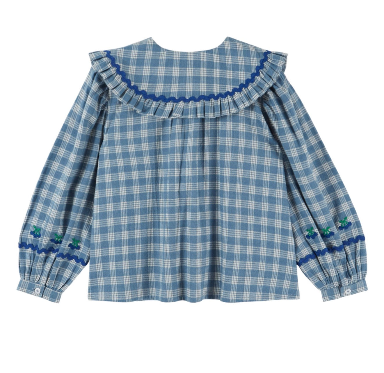 CHECKED LARGE COLLAR BLOUSE