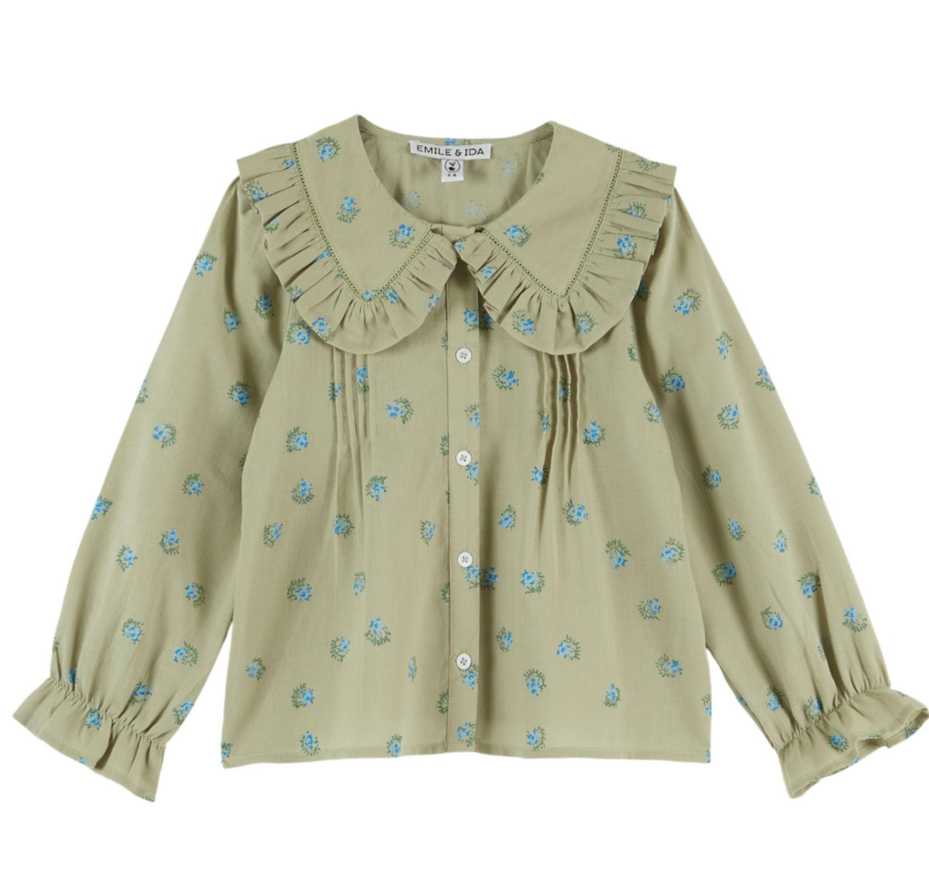 BLOCK PRINT LARGE COLLAR BLOUS